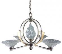 French Art Deco Chandelier by Jean Noverdy Signed | Modernism